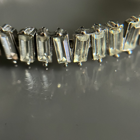 Vintage Gypsy Set Rhinestone Baguette Bypass Bracelet - Picture 2 of 9